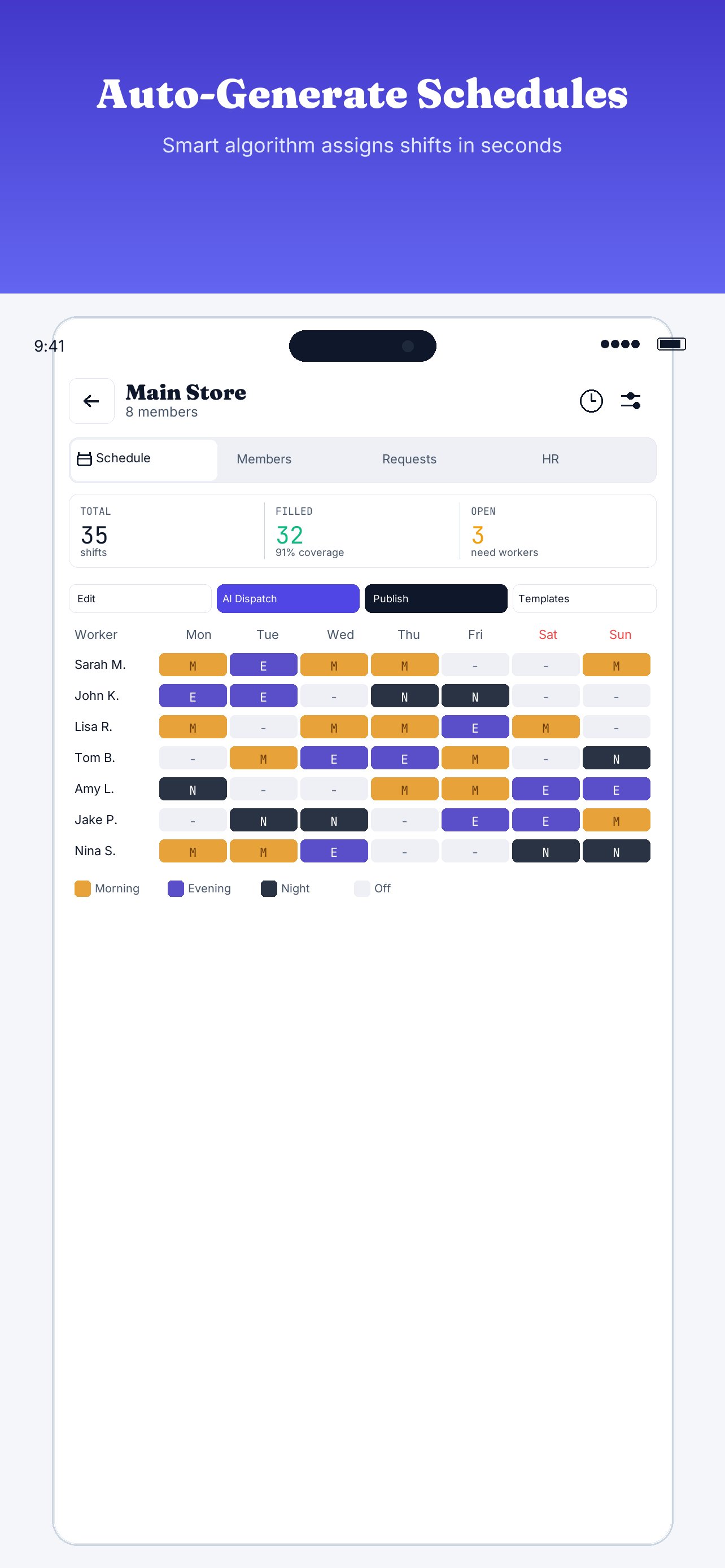 Schedule Page